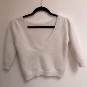 Soft Angora knit crop length sweater